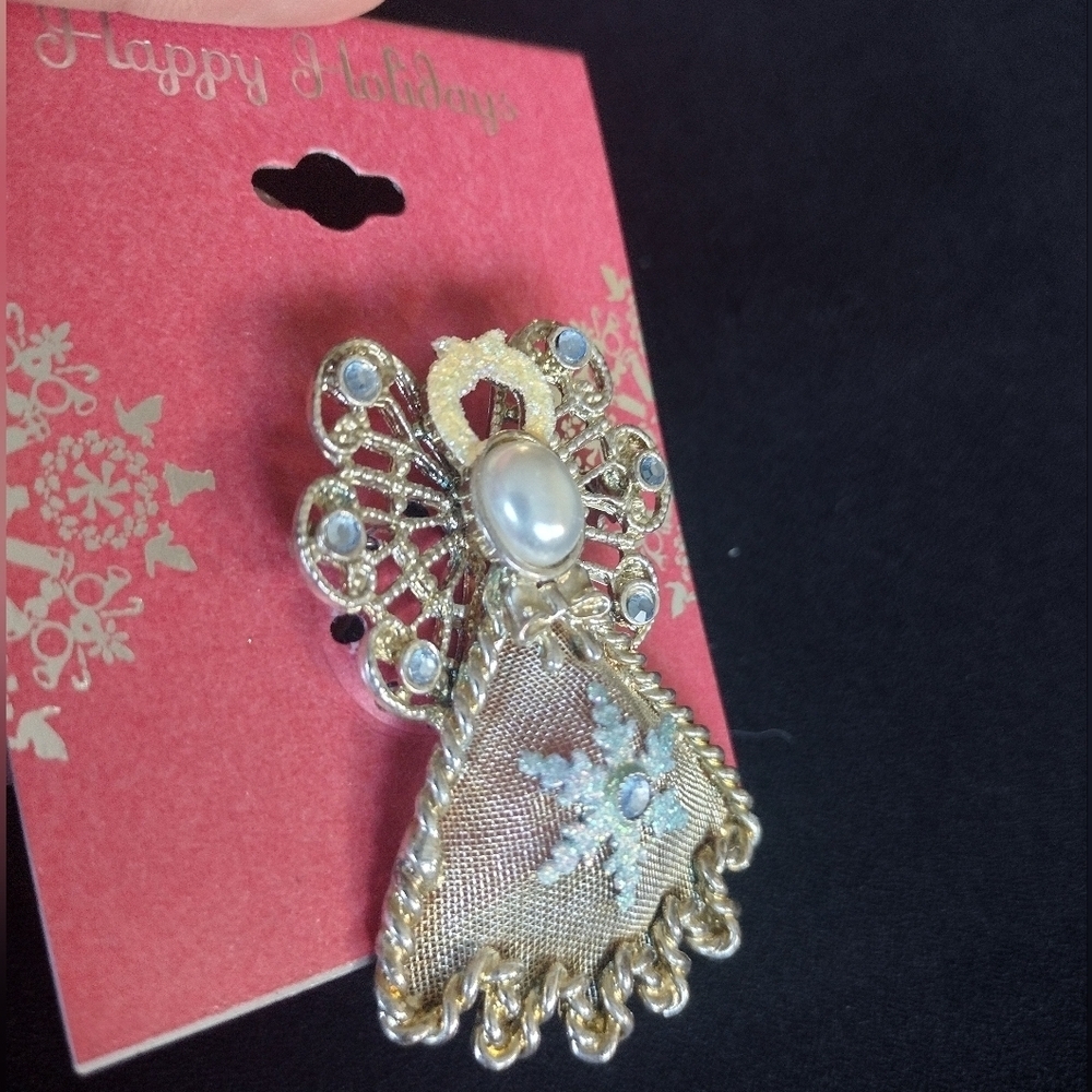 Golden Rhinestone Angel Brooch NWT - Picture 3 of 5